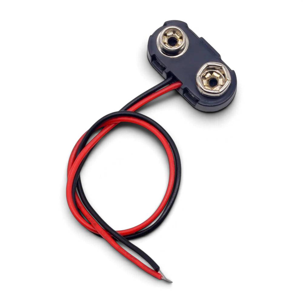 9 V battery snap connector with leads