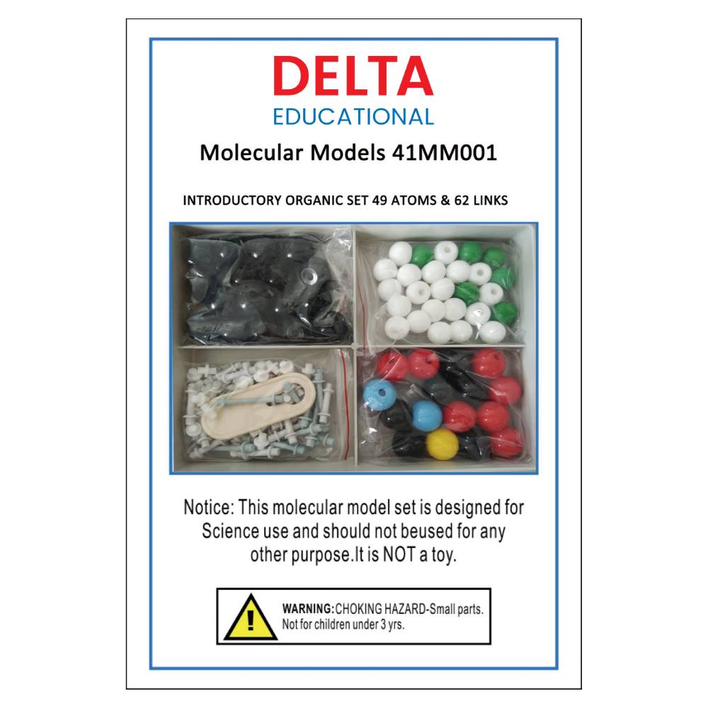 Introductory organic molecular model set contents label
