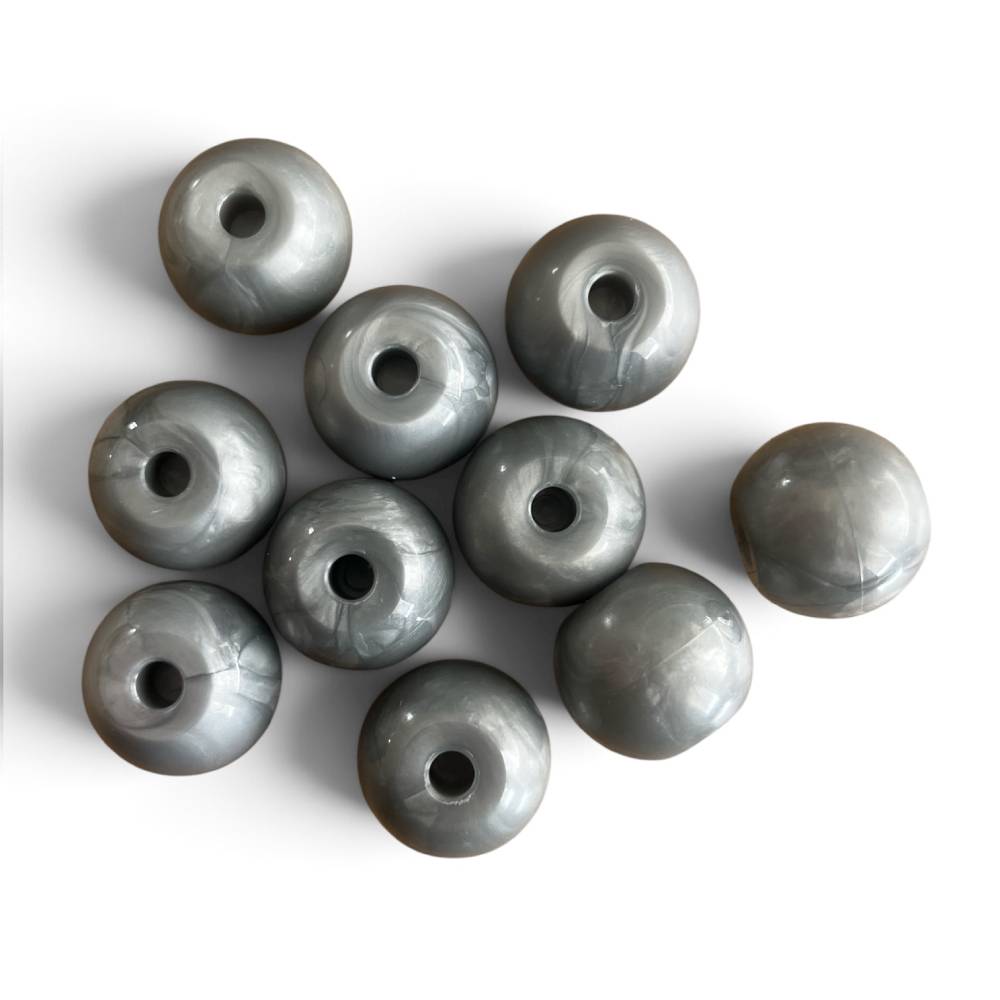 Metal molecular model atoms 23mm 2-hole linear grey – pack of 10