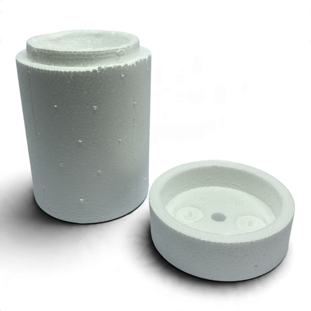Polystyrene calorimeter insulation box with lid for 50 by 75 mm cup
