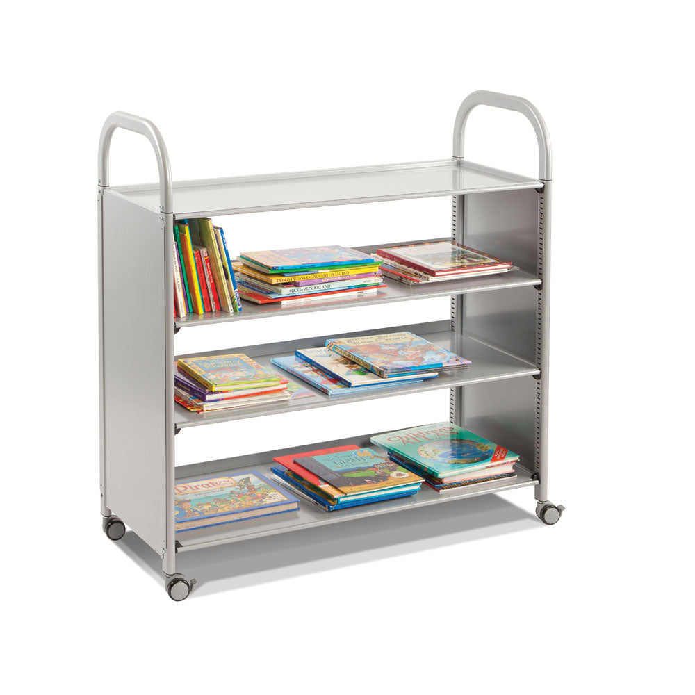 Gratnells Callero Flat Shelf Trolley With 3 Wide Shelves Silver
