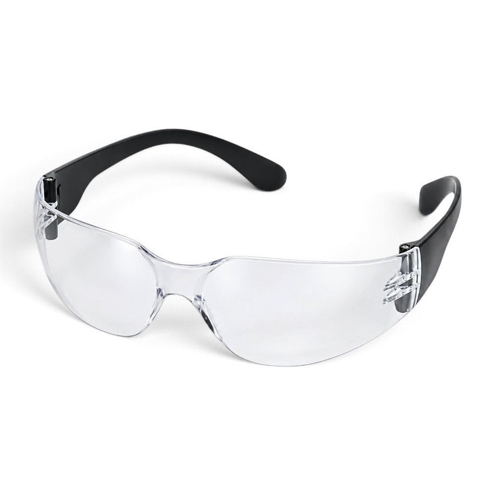 Clear wraparound polycarbonate safety glasses