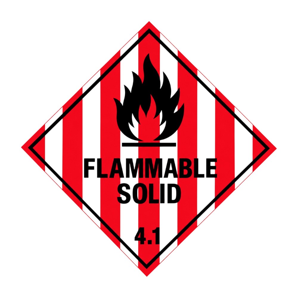 Class 4.1 Flammable Solid dangerous goods label 240 x 240 mm