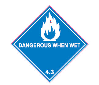 DG Self-Adhesive Label, Dangerous When Wet 4.3, 240 x 240mm