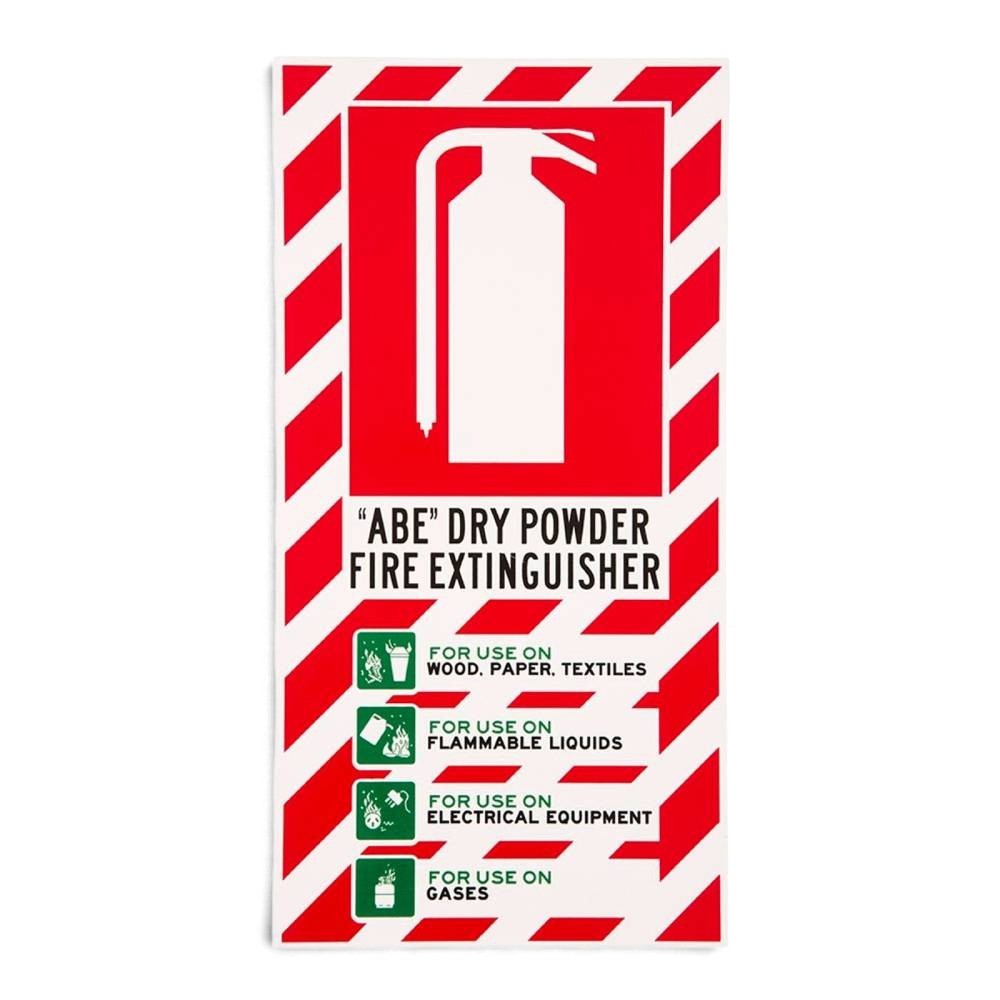 ABE dry powder fire extinguisher blazon sign