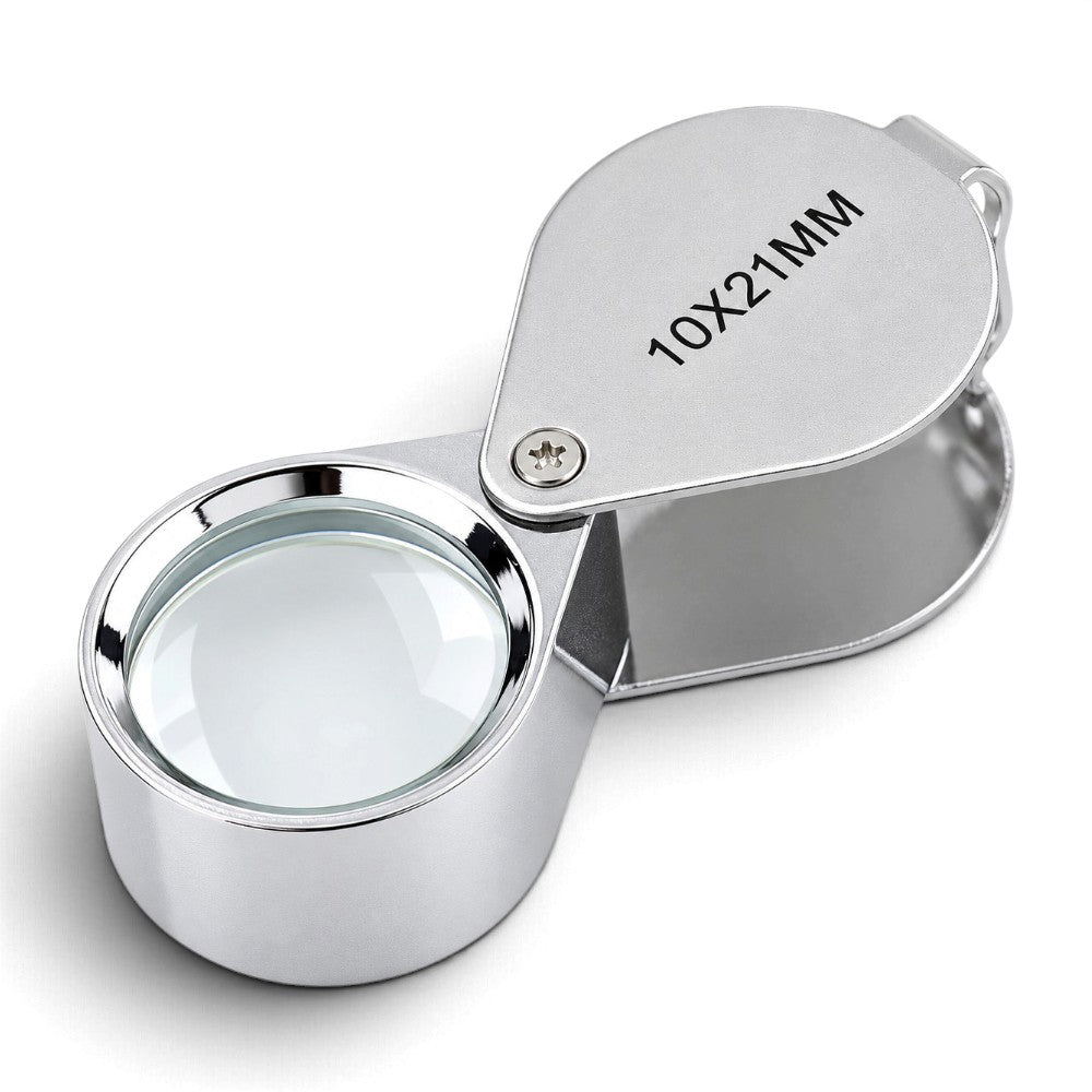 Folding 10x pocket magnifier jeweller's loupe