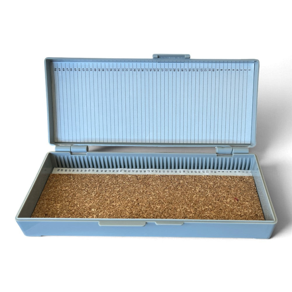 Superior ABS microscope slide storage box with capacity for 50 slides