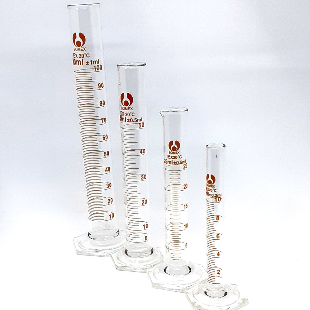 Measuring Cylinder Glass - Hex Base - BOMEX 25ml +/-0.5ml