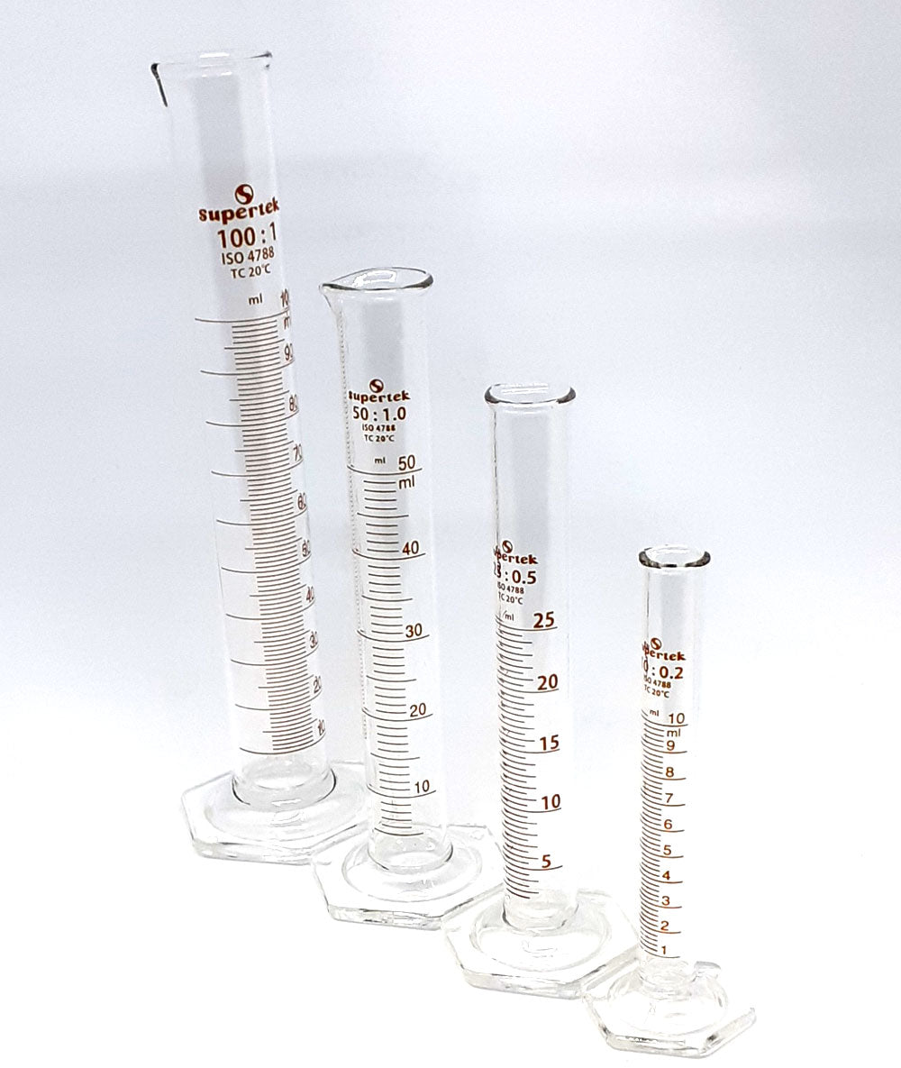 Measuring Cylinder Glass - Hex Base - SUPERTEK 10ml +/-0.2ml