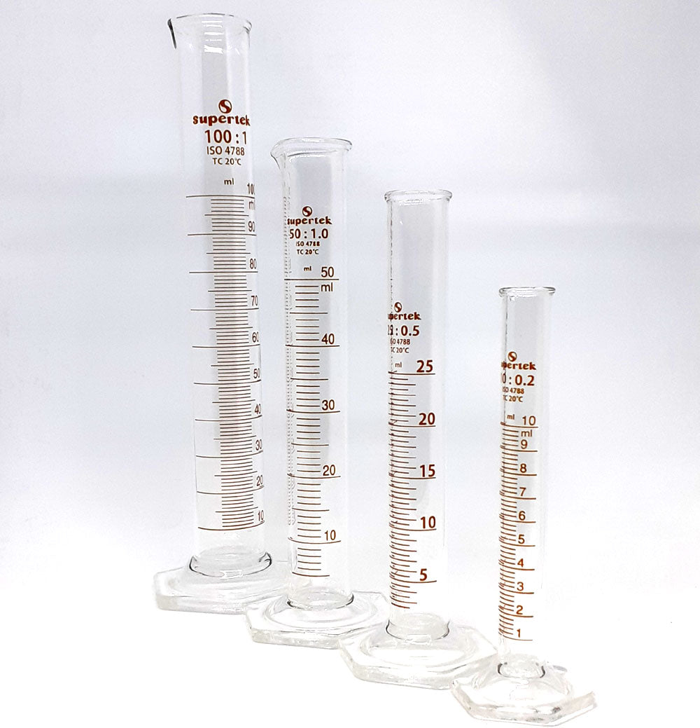 Measuring Cylinder Glass - Hex Base - SUPERTEK 10ml +/-0.2ml