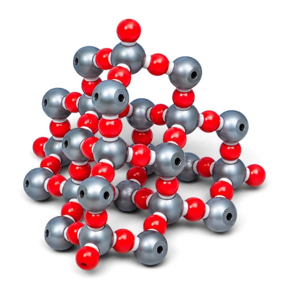 Silicon dioxide covalent crystal structure model kit with 68 atoms