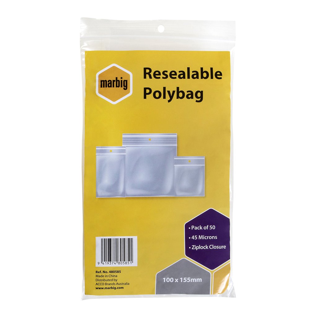 Resealable Plastic Bags 100 X 155 - 50 Pack