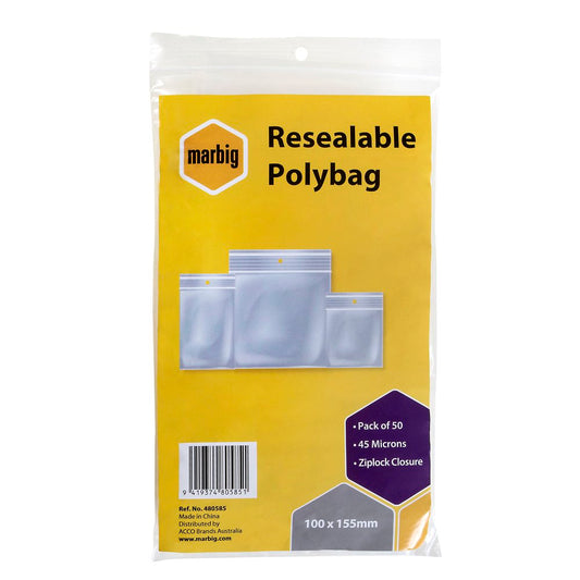 Resealable Plastic Bags 100 X 155 - 50 Pack