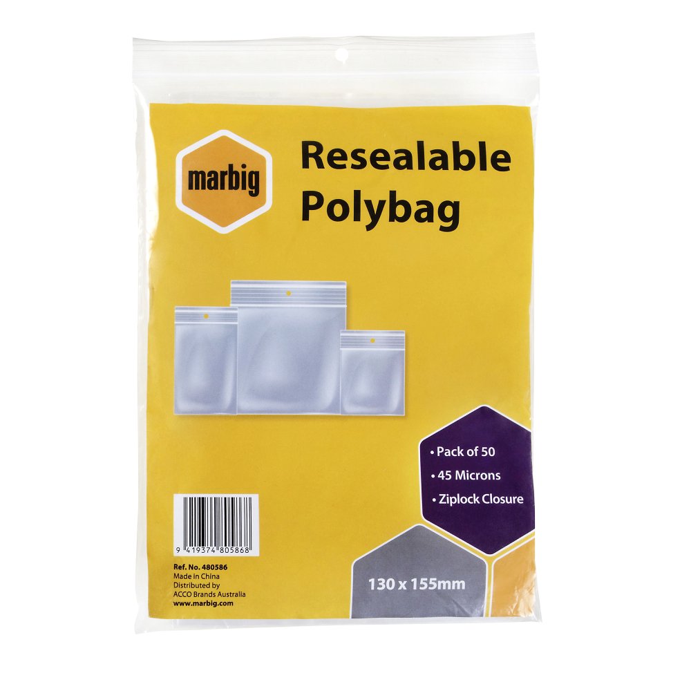 Resealable Plastic Bags 130 X 155 - 50 Pack