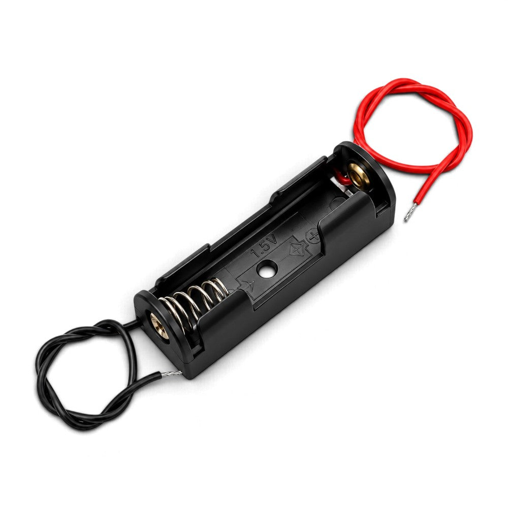Battery holder with wires for one AA battery