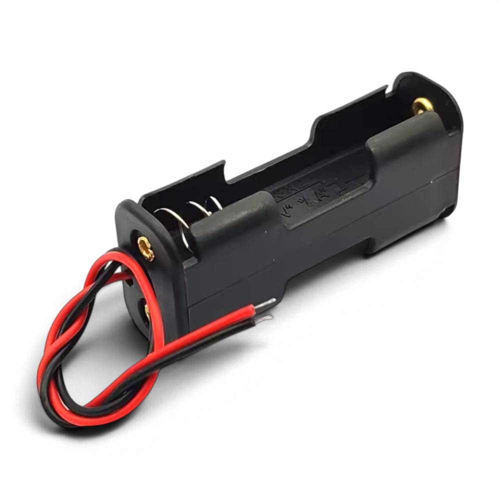 Battery holder with wires for two AA batteries