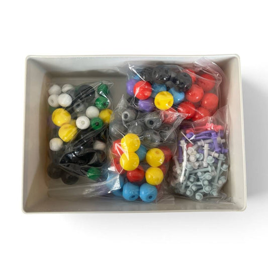 Organic and inorganic molecular model teacher set with 108 atoms