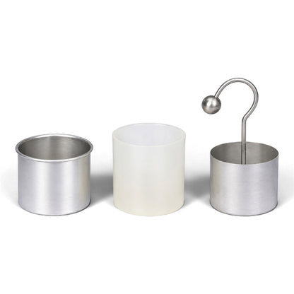 Dissectible Leyden jar components shown separately: aluminium container, dielectric liner and electrode with ball terminal
