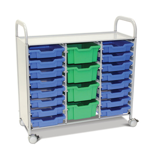 Gratnells 'Callero Plus' Treble Trolley 3-Column w- 16 Shallow & x4 Deep Trays