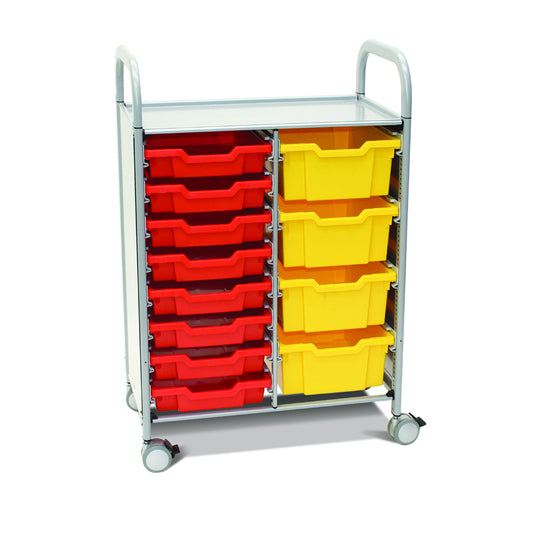 Gratnells ‘Callero Plus’ Trolley 2-Column w-x8 F1 Shallow & x4 F2 Deep Trays