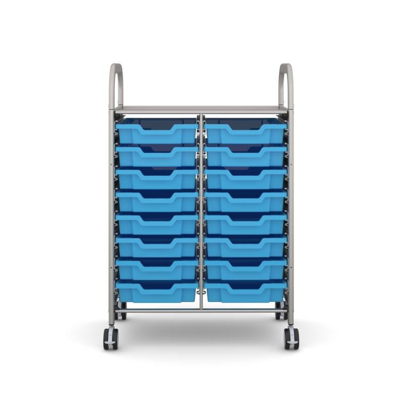 Gratnells Callero Plus Double Trolley – 16 Shallow Trays