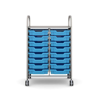 Gratnells Callero Plus Double Trolley – 16 Shallow Trays