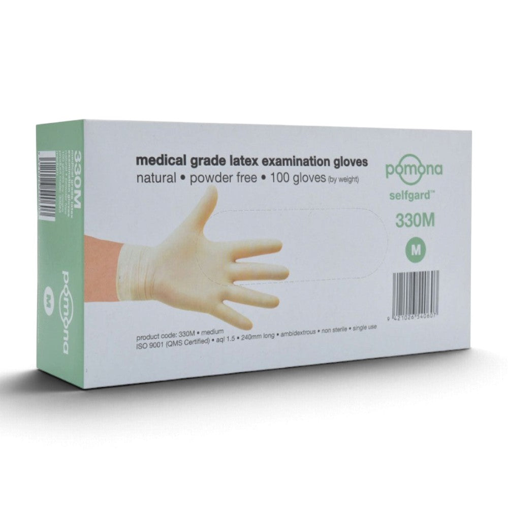 Powder-free latex examination gloves pack of 100