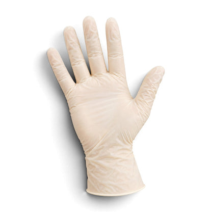 Clear vinyl disposable glove showing fit