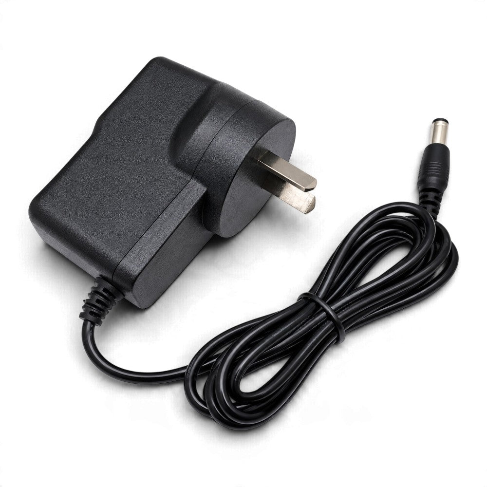 Black 12V 800mA AC adapter for Adam Highland HCB balances with Australian-style plug, attached cable and DC barrel connector