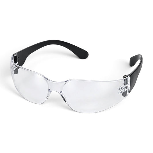 Clear wraparound polycarbonate safety glasses