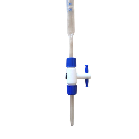 Glass Burette 50ml × 0.05ml – Class A, Detachable PTFE Stopcock & Jet (49BURAG50)