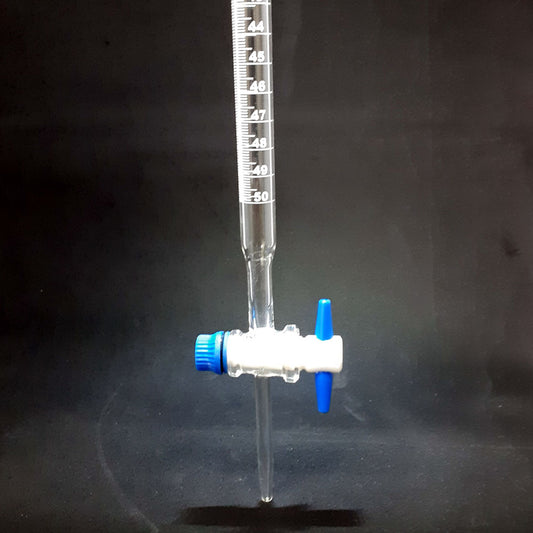 Burette Glass, PTFE Tap,50ml,B,White Markings