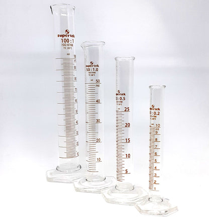 Measuring Cylinder Glass - Hex Base - SUPERTEK 50ml +/-1ml