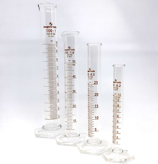 Measuring Cylinder Glass - Hex Base - SUPERTEK 50ml +/-1ml