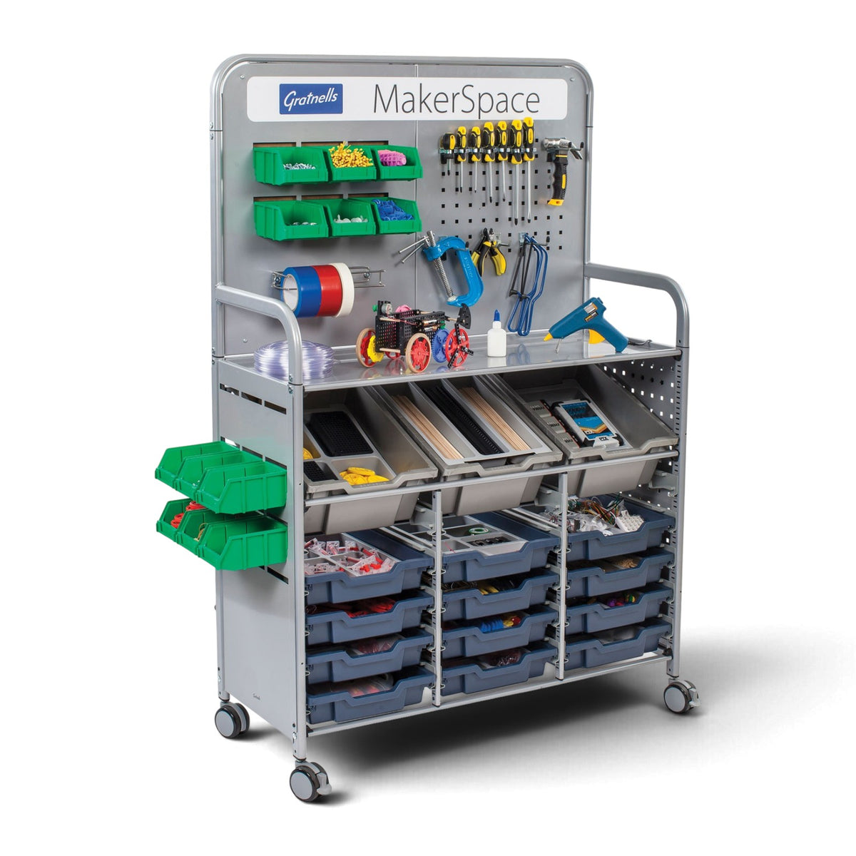 Gratnells MakerSpace trolley for organising science and STEM equipment