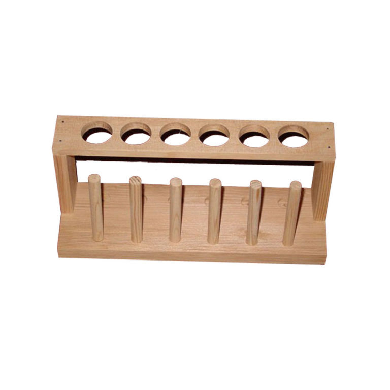 Test Tube Rack Wooden 6-Place with Pegs Economy | Delta Educational